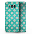Grungy Teal and White Polka Dots - Samsung Galaxy S8 Full-Body Skin Kit
