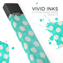 Grungy Teal and White Polka Dots - Premium Decal Protective Skin-Wrap Sticker compatible with the Juul Labs vaping device
