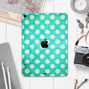 Grungy Teal and White Polka Dots - Full Body Skin Decal for the Apple iPad Pro 12.9", 11", 10.5", 9.7", Air or Mini (All Models Available)
