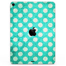 Grungy Teal and White Polka Dots - Full Body Skin Decal for the Apple iPad Pro 12.9", 11", 10.5", 9.7", Air or Mini (All Models Available)