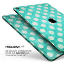 Grungy Teal and White Polka Dots - Full Body Skin Decal for the Apple iPad Pro 12.9", 11", 10.5", 9.7", Air or Mini (All Models Available)