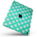 Grungy Teal and White Polka Dots - Full Body Skin Decal for the Apple iPad Pro 12.9", 11", 10.5", 9.7", Air or Mini (All Models Available)