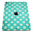Grungy Teal and White Polka Dots - Full Body Skin Decal for the Apple iPad Pro 12.9", 11", 10.5", 9.7", Air or Mini (All Models Available)
