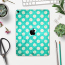 Grungy Teal and White Polka Dots - Full Body Skin Decal for the Apple iPad Pro 12.9", 11", 10.5", 9.7", Air or Mini (All Models Available)