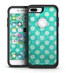 Grungy Teal and White Polka Dots - iPhone 7 or 7 Plus Commuter Case Skin Kit