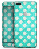 Grungy Teal and White Polka Dots - Skin-kit for the iPhone 8 or 8 Plus
