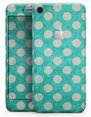 Grungy Teal and White Polka Dots - Skin-kit for the iPhone 8 or 8 Plus