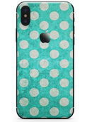 Grungy Teal and White Polka Dots - iPhone X Skin-Kit