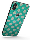 Grungy Teal and White Polka Dots - iPhone X Skin-Kit