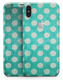 Grungy Teal and White Polka Dots - iPhone X Skin-Kit