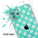 Grungy Teal and White Polka Dots  - Protective Skin Wrap & Decal – Compatible with iPhone SE to iPhone 17 Pro Max (All Models)