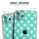 Grungy Teal and White Polka Dots  - Protective Skin Wrap & Decal – Compatible with iPhone SE to iPhone 17 Pro Max (All Models)