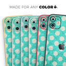 Grungy Teal and White Polka Dots  - Protective Skin Wrap & Decal – Compatible with iPhone SE to iPhone 17 Pro Max (All Models)