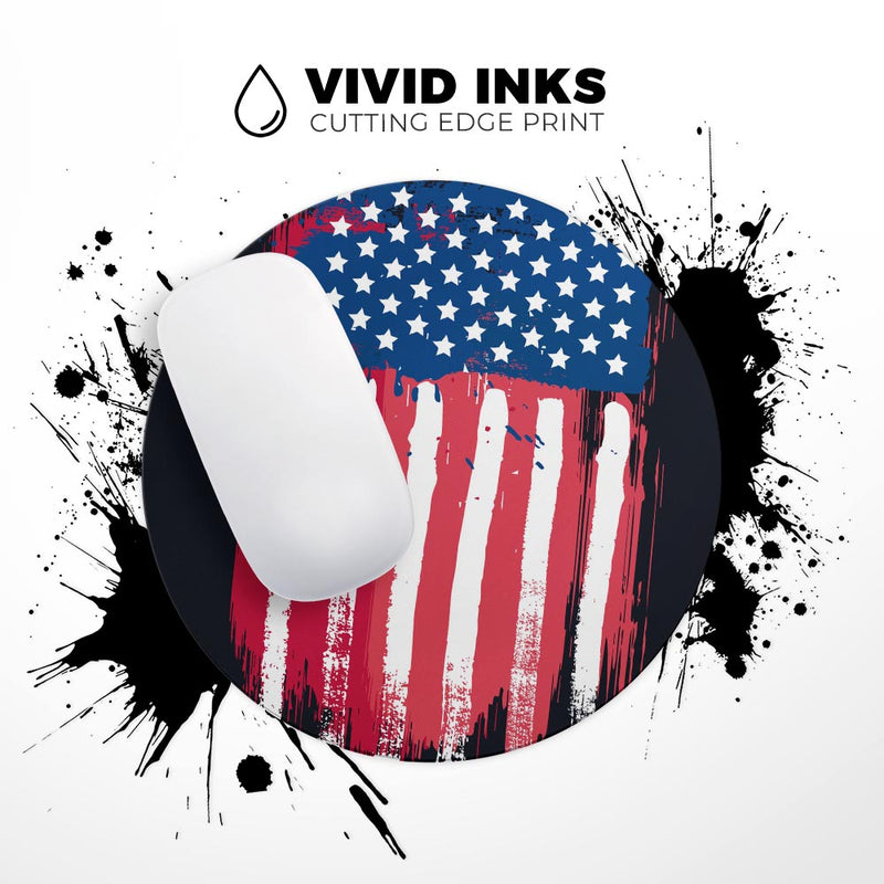 Grungy Vector American Flag// WaterProof Rubber Foam Backed Anti-Slip Mouse Pad for Home Work Office or Gaming Computer Desk