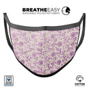 Grungy Violet Wildflower Pattern - Made in USA Mouth Cover Unisex Anti-Dust Cotton Blend Reusable & Washable Face Mask with Adjustable Sizing for Adult or Child
