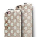 Grungy brown and White Polka Dots iPhone 6/6s or 6/6s Plus 2-Piece Hybrid INK-Fuzed Case