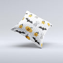 Halloween Icons Over Gray White Striped Surface  ink-Fuzed Decorative Throw Pillow