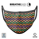 Halloween Watercolor Chevron Pattern - Made in USA Mouth Cover Unisex Anti-Dust Cotton Blend Reusable & Washable Face Mask with Adjustable Sizing for Adult or Child