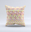 Hand-Painted Vintage Aztek Pattern Ink-Fuzed Decorative Throw Pillow