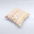 Hand-Painted Vintage Aztek Pattern Ink-Fuzed Decorative Throw Pillow