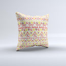 Hand-Painted Vintage Aztek Pattern Ink-Fuzed Decorative Throw Pillow