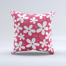Hanging White Vector Floral Over Red ink-Fuzed Decorative Throw Pillow