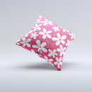 Hanging White Vector Floral Over Red ink-Fuzed Decorative Throw Pillow