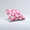Hanging White Vector Floral Over Red ink-Fuzed Decorative Throw Pillow