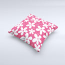 Hanging White Vector Floral Over Red ink-Fuzed Decorative Throw Pillow