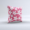 Hanging White Vector Floral Over Red ink-Fuzed Decorative Throw Pillow