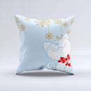Happy Winter Cartoon Cat ink-Fuzed Decorative Throw Pillow