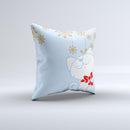 Happy Winter Cartoon Cat ink-Fuzed Decorative Throw Pillow