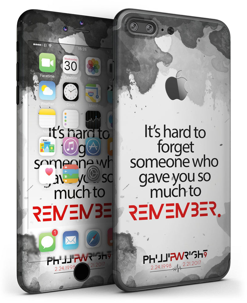 Hard to Forget / So Much to Remember - iPhone Skin Kit in Memory of Phillip Wright