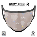 Heart Air Balloons with Blue Birds - Made in USA Mouth Cover Unisex Anti-Dust Cotton Blend Reusable & Washable Face Mask with Adjustable Sizing for Adult or Child