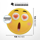 Heart Eyes Friendly Emoticons// WaterProof Rubber Foam Backed Anti-Slip Mouse Pad for Home Work Office or Gaming Computer Desk