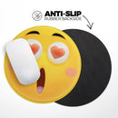 Heart Eyes Friendly Emoticons// WaterProof Rubber Foam Backed Anti-Slip Mouse Pad for Home Work Office or Gaming Computer Desk