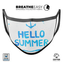 Hello Summer Blue Watercolor Anchor V1 - Made in USA Mouth Cover Unisex Anti-Dust Cotton Blend Reusable & Washable Face Mask with Adjustable Sizing for Adult or Child