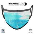 Hello Summer Blue Watercolor Anchor V2 - Made in USA Mouth Cover Unisex Anti-Dust Cotton Blend Reusable & Washable Face Mask with Adjustable Sizing for Adult or Child