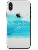 Hello Summer Blue Watercolor Anchor V2 - iPhone X Skin-Kit