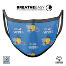 Hello Summer Love v1 - Made in USA Mouth Cover Unisex Anti-Dust Cotton Blend Reusable & Washable Face Mask with Adjustable Sizing for Adult or Child