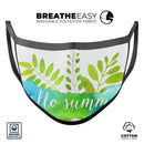 Hello Summer Watercolor Branches - Made in USA Mouth Cover Unisex Anti-Dust Cotton Blend Reusable & Washable Face Mask with Adjustable Sizing for Adult or Child