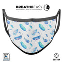 Hipster Feather Pattern - Made in USA Mouth Cover Unisex Anti-Dust Cotton Blend Reusable & Washable Face Mask with Adjustable Sizing for Adult or Child