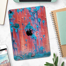 Hot Coral Metal with Turquoise Rust - Full Body Skin Decal for the Apple iPad Pro 12.9", 11", 10.5", 9.7", Air or Mini (All Models Available)