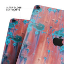 Hot Coral Metal with Turquoise Rust - Full Body Skin Decal for the Apple iPad Pro 12.9", 11", 10.5", 9.7", Air or Mini (All Models Available)