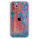 Hot Coral Metal with Turquoise Rust  - Protective Skin Wrap & Decal – Compatible with iPhone SE to iPhone 17 Pro Max (All Models)