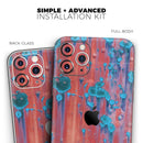 Hot Coral Metal with Turquoise Rust  - Protective Skin Wrap & Decal – Compatible with iPhone SE to iPhone 17 Pro Max (All Models)