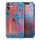 Hot Coral Metal with Turquoise Rust  - Protective Skin Wrap & Decal – Compatible with iPhone SE to iPhone 17 Pro Max (All Models)