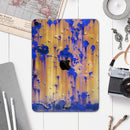 Hot Orange Metal with Royal Blue Rust - Full Body Skin Decal for the Apple iPad Pro 12.9", 11", 10.5", 9.7", Air or Mini (All Models Available)