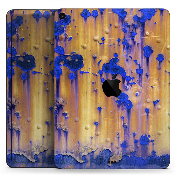 Hot Orange Metal with Royal Blue Rust - Full Body Skin Decal for the Apple iPad Pro 12.9", 11", 10.5", 9.7", Air or Mini (All Models Available)