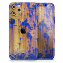 Hot Orange Metal with Royal Blue Rust  - Protective Skin Wrap & Decal – Compatible with iPhone SE to iPhone 17 Pro Max (All Models)